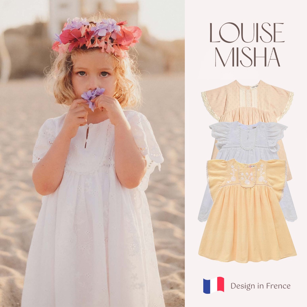 法國 Louise Misha 英倫蕾絲刺繡荷葉洋裝 童裝 女孩套裝 花童 白色洋裝 連身裙 女童 氣質洋裝 鋼琴表演服