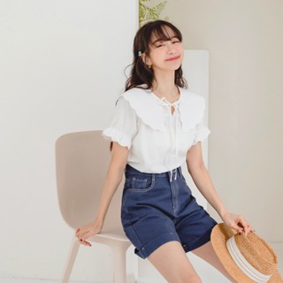 OB嚴選 含棉雲朵造型領片綁帶拋袖上衣 《AB18389》大尺碼/現貨/女裝