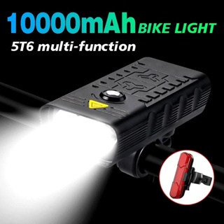 10000mah 自行車燈 USB 可充電 5000 流明自行車頭燈 5LED 超亮手電筒前燈和後尾燈