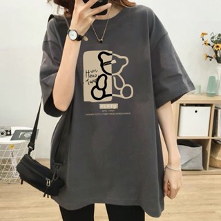 💕甜心大尺碼💕M-5XL 大尺碼 潮牌純棉短袖t恤女夏新款寬鬆胖mm學生卡通印花圓領上衣ins潮3194