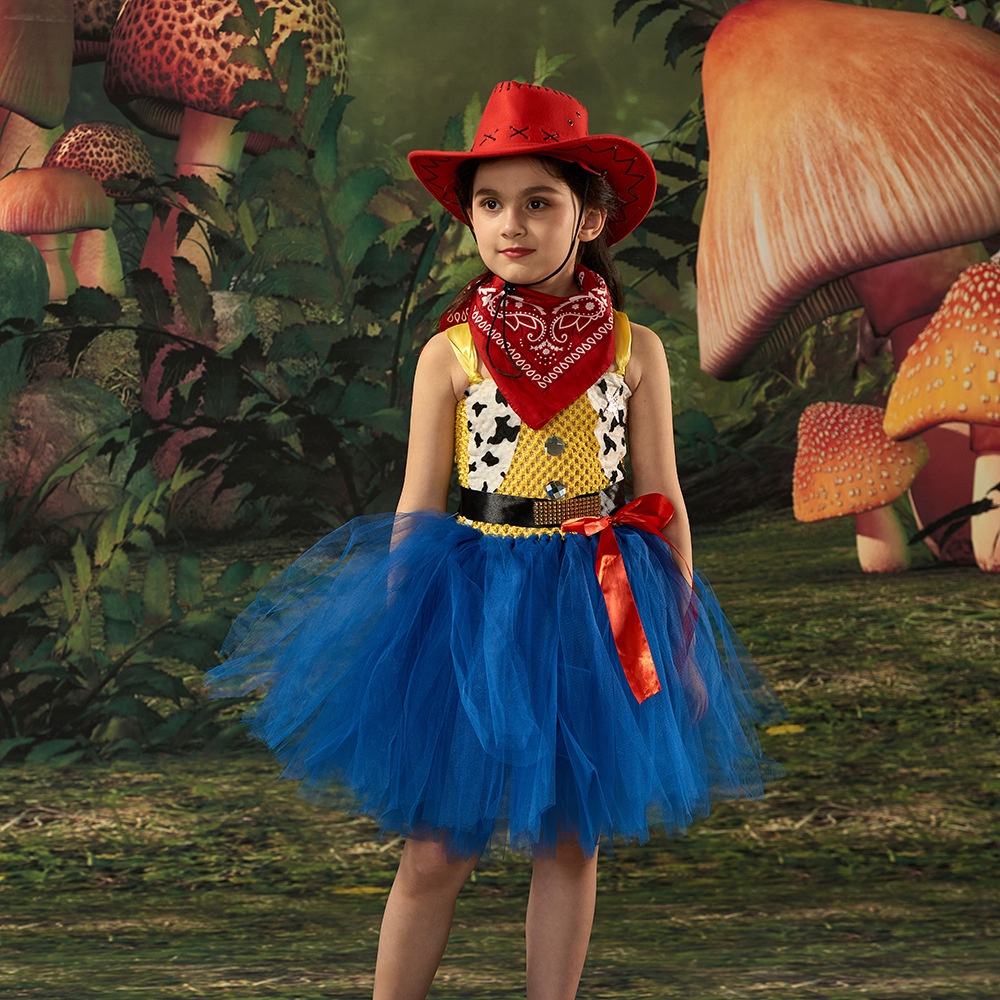 傑西女孩巴斯光年連衣裙卡通奶牛連衣裙萬聖節服裝派對玩具總動員 Vestidos 角色扮演兒童服裝
