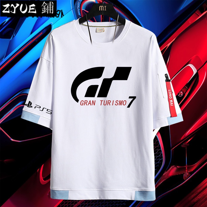 新款PS5遊戲跑車浪漫旅Gran Turismo7 GT7短袖夏男款假兩件T恤百搭sn590