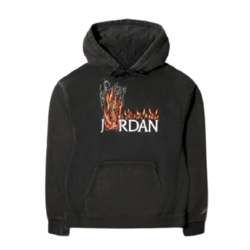 [FLOMMARKET] Air Jordan x Travis Scott Fleece Hoodie 火焰帽T 黑色