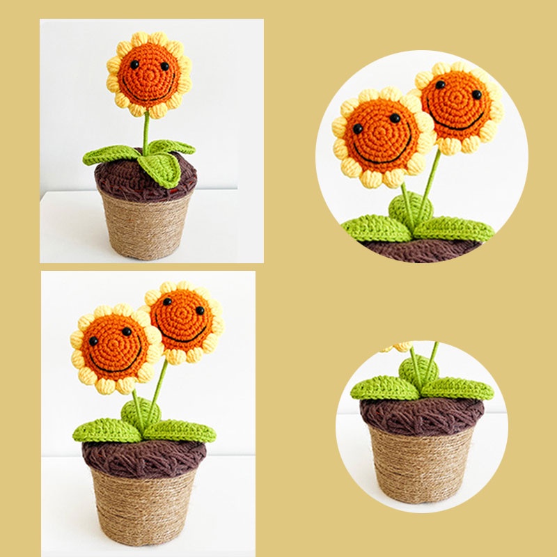 適合您的家的極簡風格針織向日葵盆栽