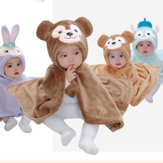 儿童新生儿 卡通披肩 婴儿夏季空调盖毯 可爱動物棕熊斗篷 kawaii披肩 寶寶連帽浴袍 嬰兒毛毯