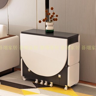 碁翊~折疊餐桌小戶型可移動長方形多功能一桌四凳組閤家用簡易吃飯桌子