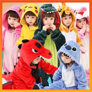 Kigurumi 恐龍皮卡丘 Stitch 連體衣睡衣 2023 兒童兒童動物連身衣女孩男孩角色扮演睡衣動漫服裝