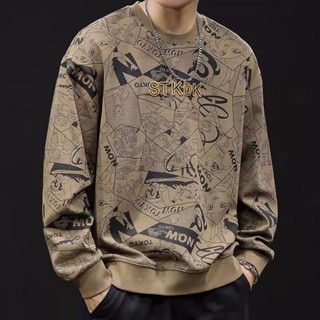 新品 速發 美式圓領印花大學T男潮牌秋季寬鬆潮流長袖上衣春秋季 T恤