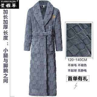 加長加厚珊瑚絨長款睡袍高檔新款精品提花雙面刷毛男士睡衣家居服