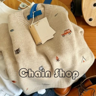 【ChainBaby】韓風童裝毛衣 卡通刺繡中兒童秋冬季兒童男女童毛衣 寶寶百搭針織衫上衣