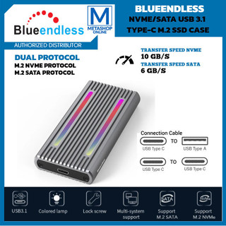 ♞,♘,Blueendless SSD 外殼 RGB 外殼 M.2 雙 NVME SATA USB 3.1 Type-C