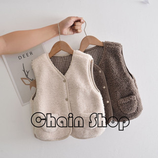 【ChainBaby】男童女童背心秋 秋裝童裝上衣 兒童背心兩面穿 雙層春秋羊羔絨男女孩秋季