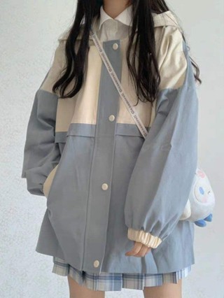 好福運- 秋季韓版工裝外套女學生原宿學院BF風寬鬆休閒百搭風衣外套上衣潮