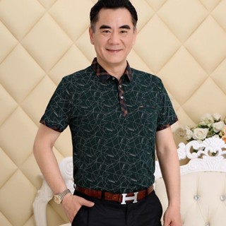 中爸爸口袋短袖翻領POLO新款男士男裝中老上衣
