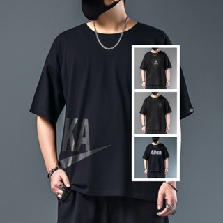 L-8XL 145公斤寬版衣服男生衣服印花t夏季短袖圓領酷男上衣 加肥加大T恤衫寬鬆休閒t恤大尺碼男生衣服加大號大碼t恤