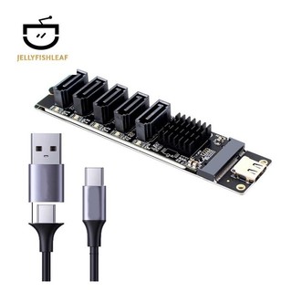 ♞,♘,♙Type-c 轉 SATA3.0 5 埠轉接卡 6Gbps USB10G JM575+JMS580 用於 S