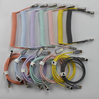 彩色航插線客製化數據線螺旋伸縮線機械鍵盤線type-c編織線usb