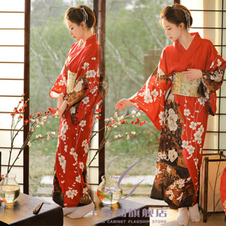 日本和服正裝 和服女正裝古早改良中國風高階大氣新款夏季紅色寫真拍照日式和風