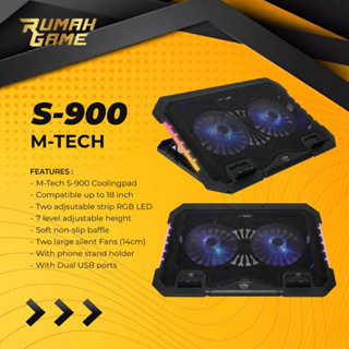 ♞Mtech S900 散熱墊筆記本電腦最大 18 英寸散熱風扇筆記本電腦風扇 RGB 遊戲散熱墊