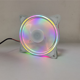 白色三光環機箱風扇5V筆記本散熱器USB介面12CM電腦機箱散熱風扇 chengxiang1