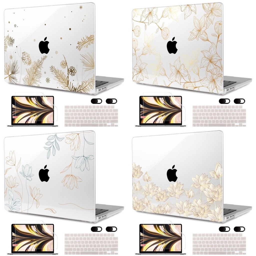 ♞【5件套】新款花朵紋 Macbook保護殼 M1 M2 M3 M4芯片 13 14 15 16吋 苹果筆電殼 A311