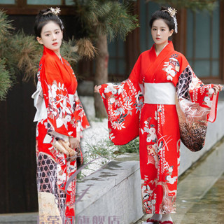 日本和服正裝 和服女改良正裝古早中國風日式和風浴袍藝文紅色大氣振袖和服夏季