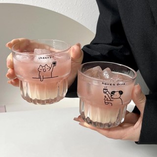 ins風原創可愛小狗玻璃杯喝水杯子牛奶咖啡早餐燕麥杯果汁飲料杯