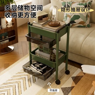 臺灣出貨 移動落地書架置物架廚房收納零食臥室多層家用客廳小推車抽拉式