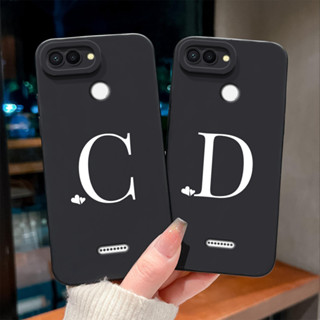 XIAOMI 黑色手機殼適用於小米 Redmi 6A 6 7 簡單首字母軟矽膠鏡頭保護殼適用於 Redmi6 手機殼外殼