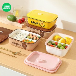 LINE FRIENDS卡通陶瓷密封保溫飯盒上班族微波爐加熱便當盒分隔碗