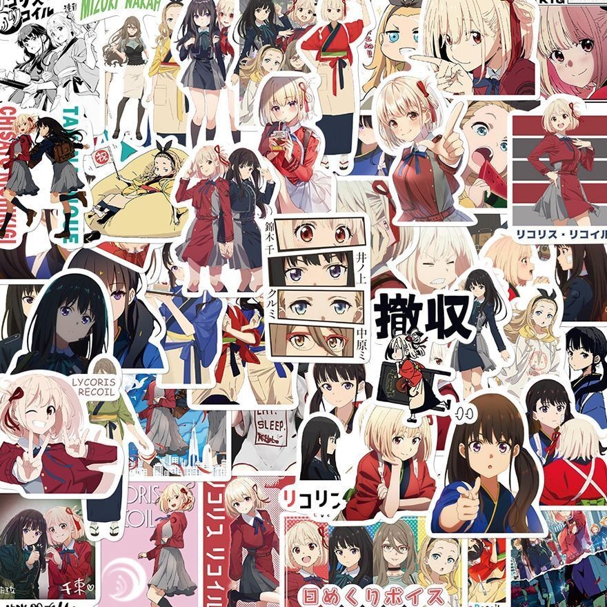 Trove- 100張貼紙 莉可麗絲 井之上瀧奈 錦木千束 Lycoris Recoil 莉可麗絲周邊 貼紙 貼畫