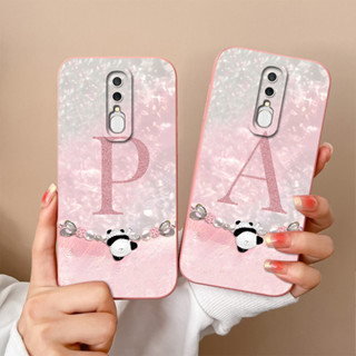Oppo F11 粉色手機殼 Oppo F11 Pro 外殼可愛熊貓首字母軟矽膠防滑後蓋 Oppo F11 外殼外殼 A