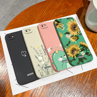 XIAOMI Flowers Case 適用於小米 Redmi 6A 6 手機殼可愛恐龍殼防震矽膠液體軟殼適用於 Red