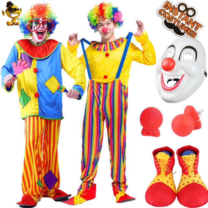 成人馬戲團小丑服裝多彩小丑套裝補丁小丑服裝萬聖節狂歡派對搞笑幽默服裝