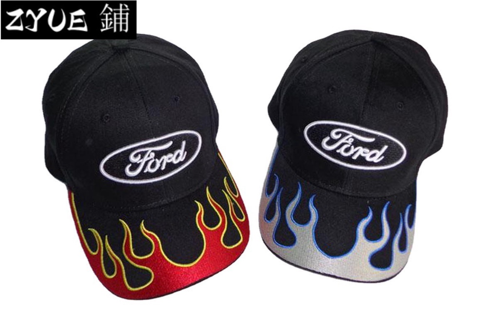 新款福特標帽子火焰汽車帽賽車帽F1車隊鴨舌帽男4S店紀念ford棒球帽421