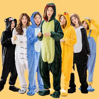 成人可愛恐龍縫線皮卡丘卡通睡衣女法蘭絨長袖連體衣 Kigurumi 動物睡衣動漫角色扮演服裝