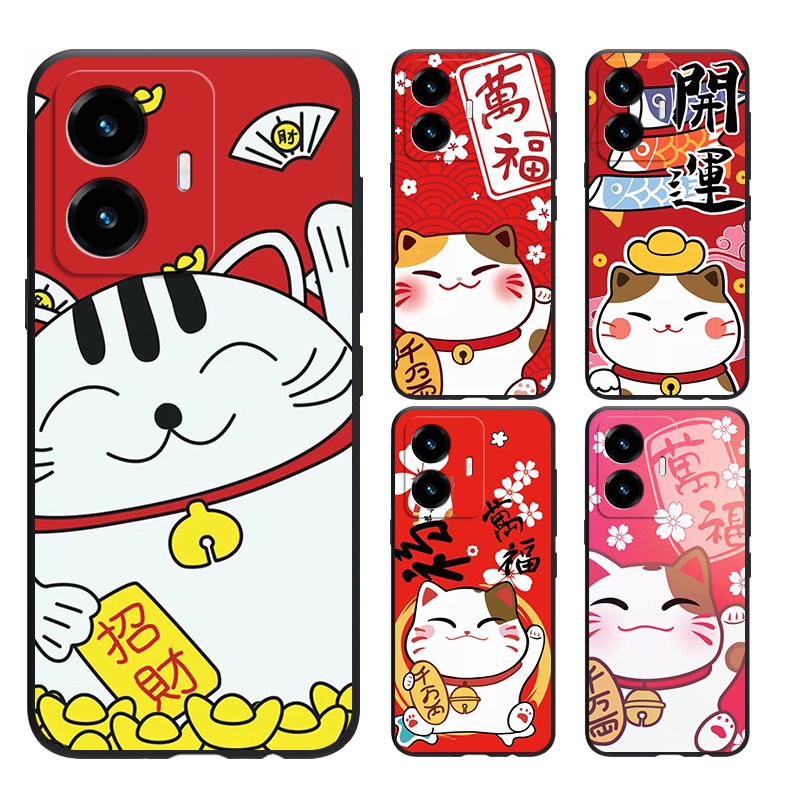 索尼Xperia 5 10 II III IV V代 240423 手機殼保護殼 Chinese lucky cat