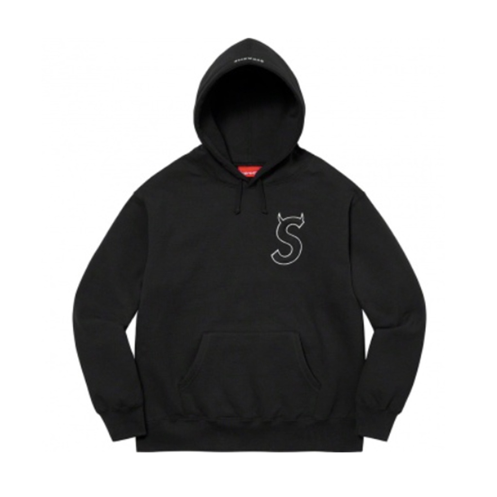 [FLOMMARKET]Supreme 22FW S Logo Hooded Sweatshirt 惡魔角S 帽T 黑色