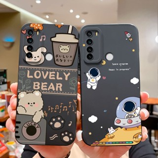 XIAOMI REDMI 小米紅米 Note 8 8 Pro 卡通宇航員可愛熊液體軟矽膠手機包保護套 Note8 8Pr