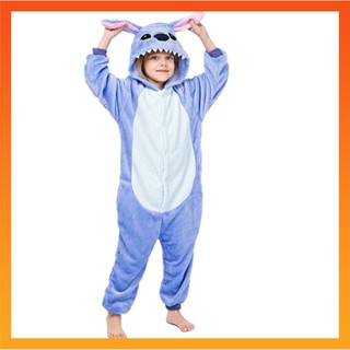 Kigurumi Blue Stitch Onesies 兒童睡衣兒童動物連身衣女孩男孩角色扮演睡衣嬰兒服裝