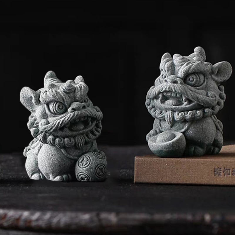 3D矽膠模具混凝土裝飾品製作中國石獅子形狀設計水泥香薰石膏 DIY 手工禮品模具 cj-th-276