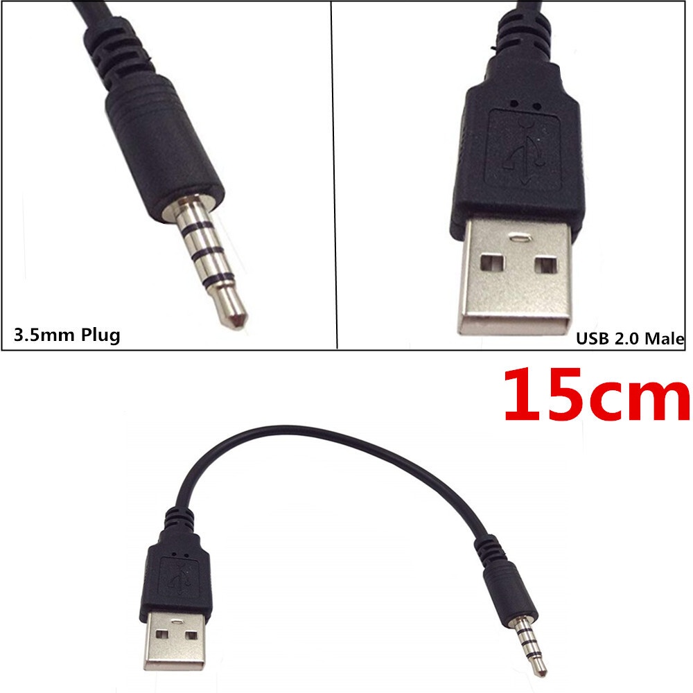音頻信號線 USB轉3.5mm公音頻口充電線藍牙耳機MP3充電車用功放15cm 音頻轉換接頭