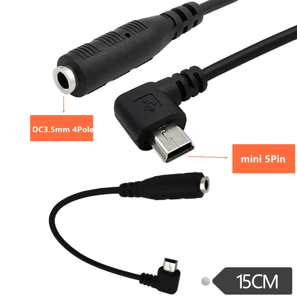 信號轉換線 90度彎mini USB轉3.5音頻轉接線v3迷你5P轉3.5mm母手機耳機轉換線 PC cables