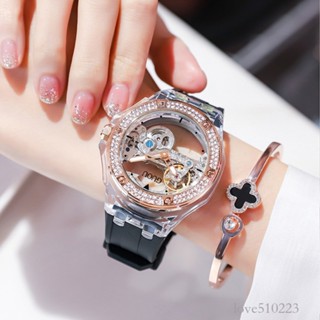 ⌚GUOU大表盤手錶女新品韓版時尚女機械表氣質水鉆手錶矽膠帶手錶女 休閒時尚腕錶 百搭手錶女生
