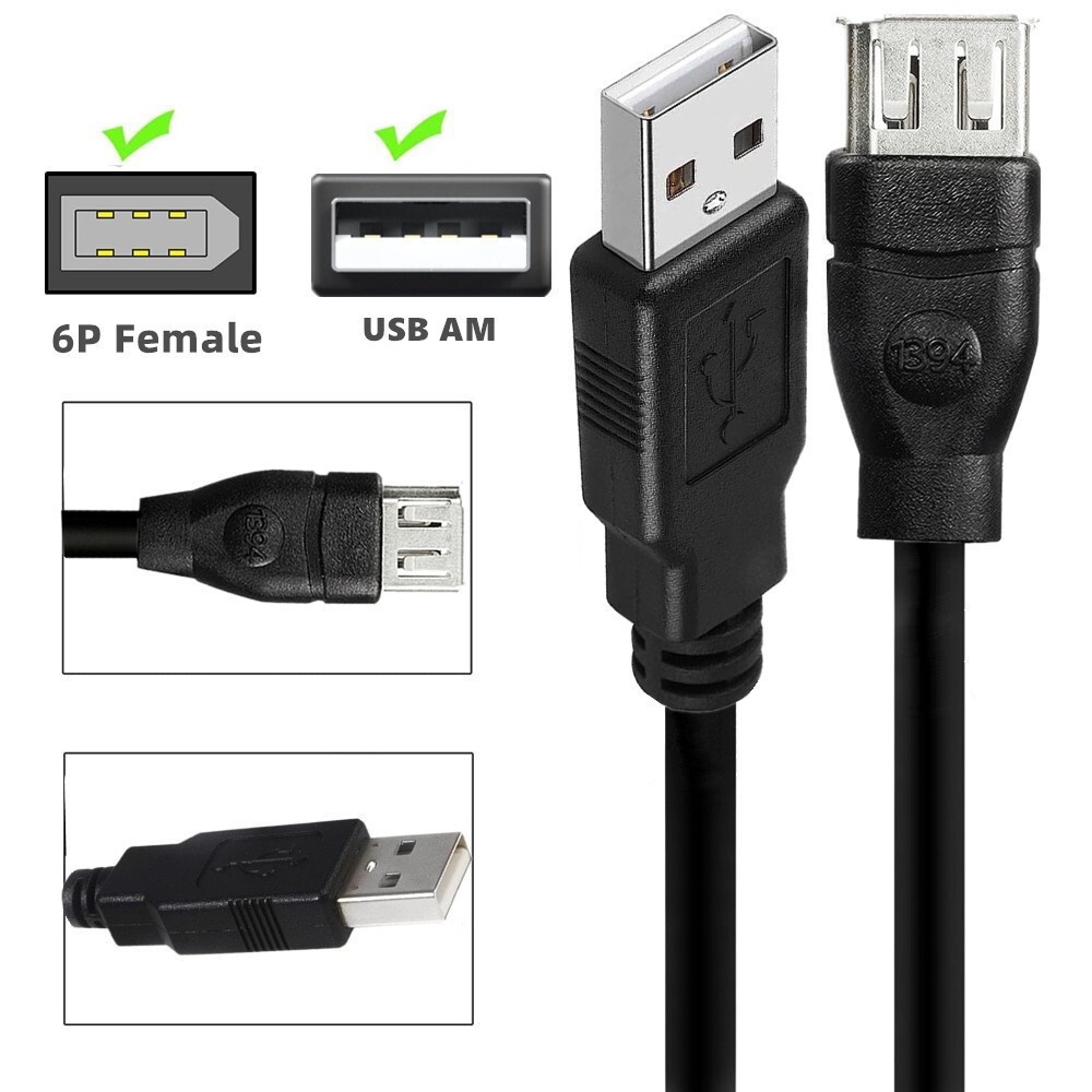 信號轉換線 IEEE 1394線 Firewire 6 Pin 母轉 USB 2.0 AM轉接線用於數位相機 PC ca