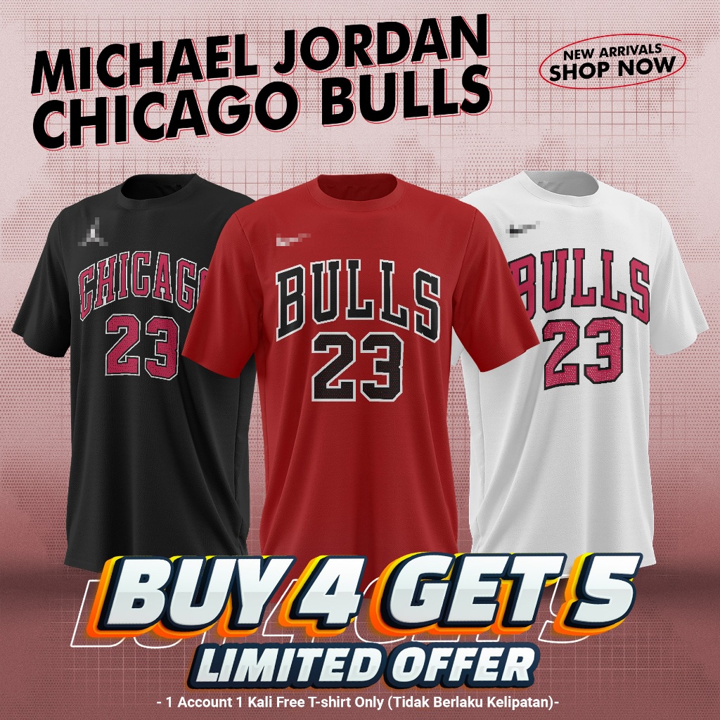 籃球衫男士女士 T 恤 CHICAGO BULLS MICHAEL JORDAN No 23-jumbo 籃球 T 恤