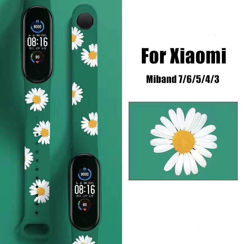 XIAOMI MI 印花運動矽膠錶帶適用於小米 Mi Band 7 6 5 4 3 柔軟時尚智能手錶手鍊替換腕帶適用於