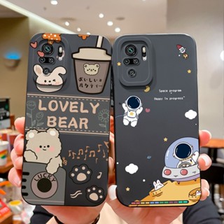 XIAOMI REDMI 小米紅米 Note 10 10S 10T 5G 可愛卡通小熊手機包液體軟矽膠防震保護套 Not