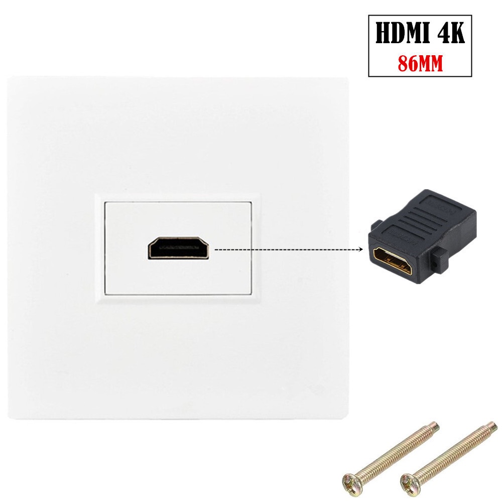 頻道連接線 86型HDMI高清4K插座免焊接高清電視多媒體投影2.0版HDMI牆插面板 轉換接頭