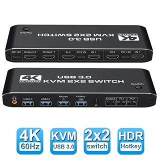 ♞,♘,♙雙顯示器 HDMI KVM 切換器 2x2 USB3.0 HDMI KVM 切換器 2 進 2 出 4K 60
